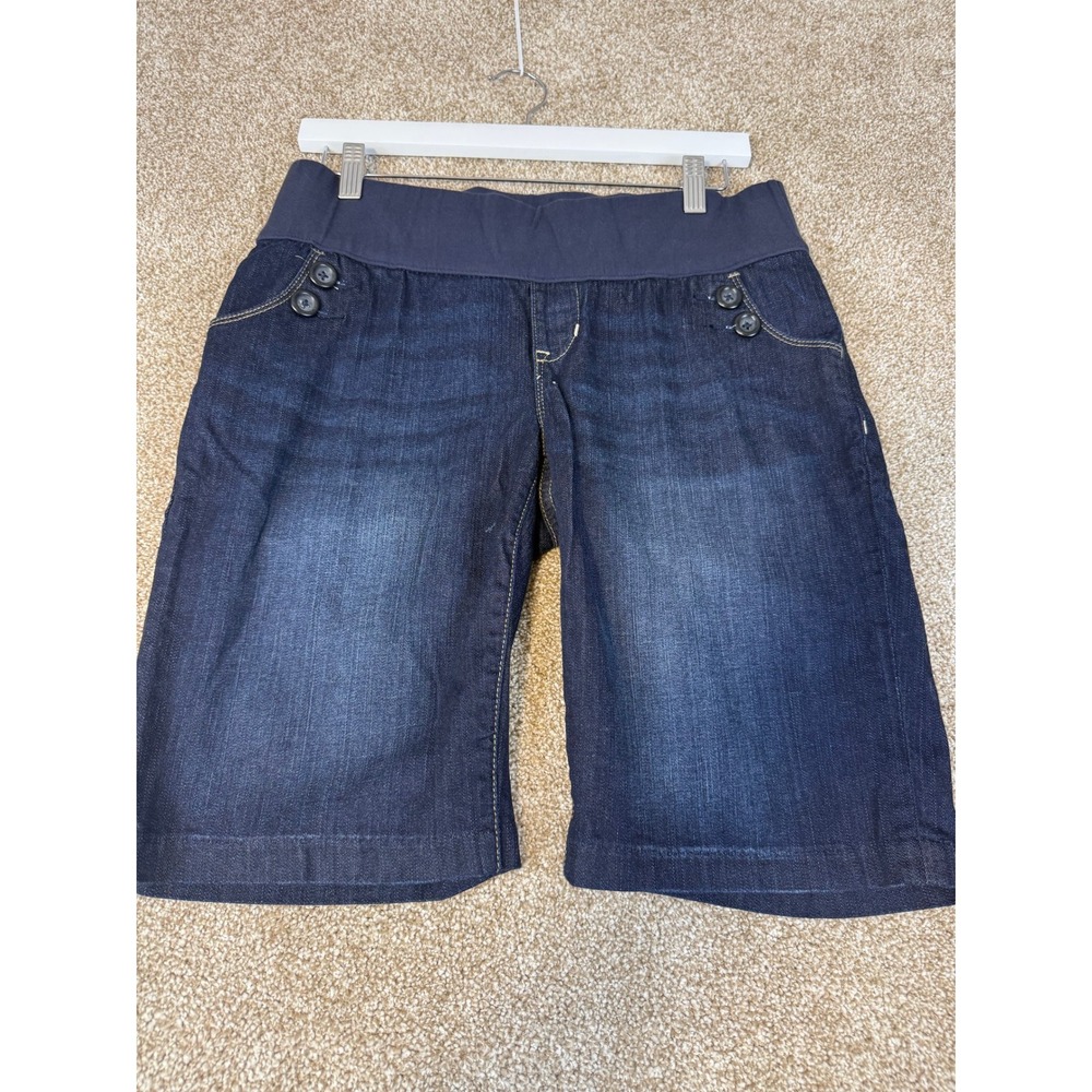 Gap Maternity Womens 8 Stretch Jean Shorts Dark Wash Full Panel EUC Pregnancy